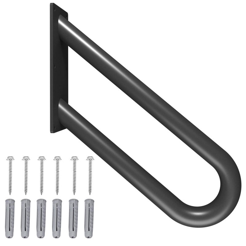 Sahans Hand Rails for Outdoor Steps Stair Railing Indoor Rail Metal Heavy Duty Non-Slip 1-3 Step Wall Mount Grab Bars U-Shape Safety Handle Garage Porch Courtyard Doorways 16 INCH Garden - Image 1