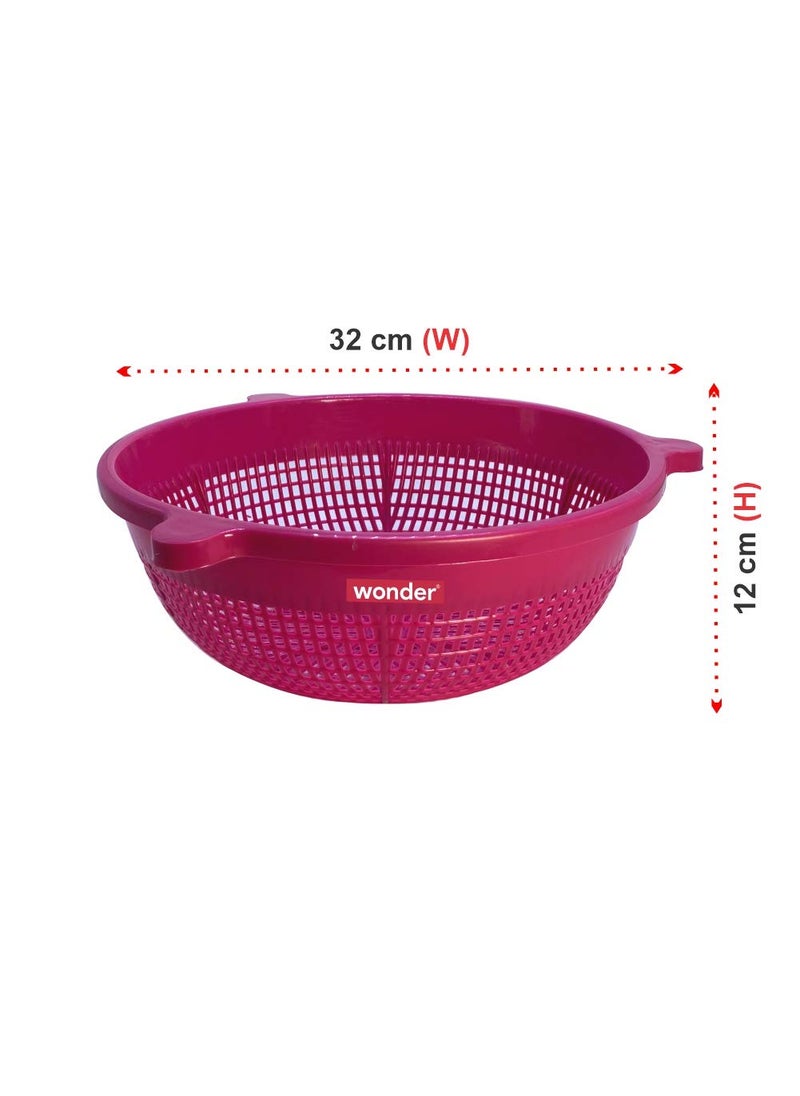 Wonder Wonder Homeware Kalpna Basket/Washing Bowl for Fruits, Vegetables, Pasta, Poha,Fruit Basket, Pasta Strainer, with Handle,Vegetable Strainer, Kitchen Sieve, Washing Bowl, 2 pc (Red Pink)  - Image 3