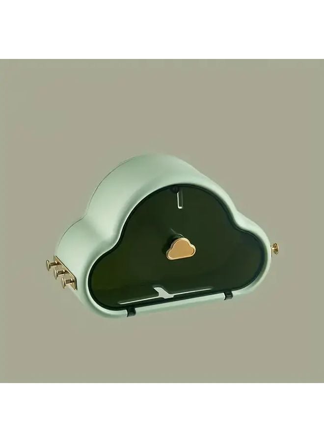 حامل ورق التواليت على شكل سحابة مثبت على الحائط بدون حفر أفوكادو أخضر صندوق تخزين الحمام - Image 1