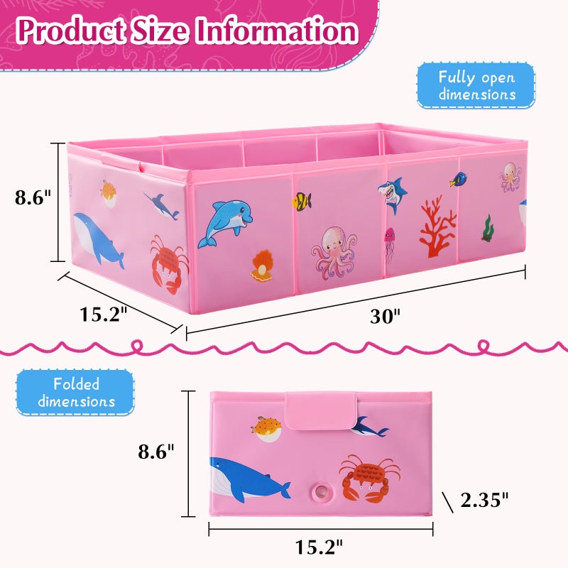 Tohetsuzp Portable Foldable Baby Bathtub with Drain Plug, 30" L x 15.2" W x 8.6" H Kids Travel Tub, Converts Shower to Tub, No Assembly Folds Flat for Storage, for Infant Toddler 6M-5 Years, Pink - Image 4