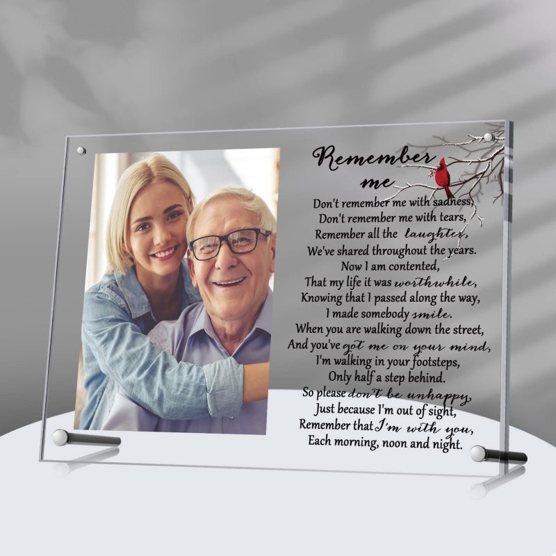 Roowest 1 Pcs Cardinal Memorial Picture Frame Sympathy Gifts for Loss of Loved One Passed Away Gifts Acrylic Magnetic Photo Frames Memorial Bereavement for Mom Dad Family 7 x 10 Inch