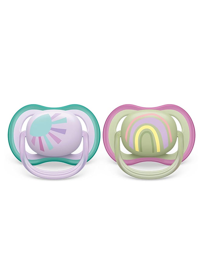 Ultra Air Soother - 2 x Light, Breathable Baby Soothers for Babies Aged 0‑6 Months, BPA-Free with Steriliser Carry Case (SCF085/59)