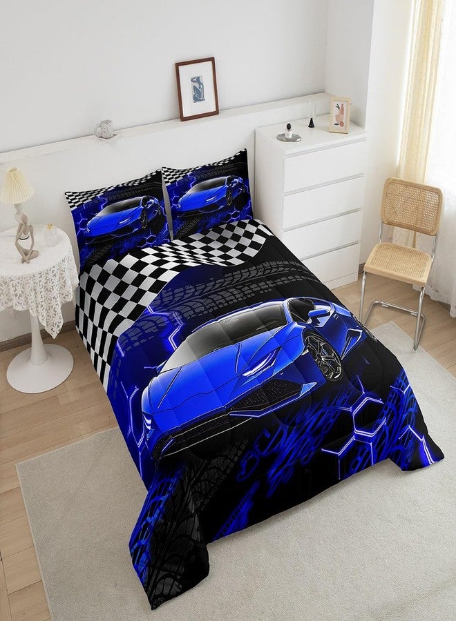 Feelyou Racing Car Bedding Set for Kids Boys Girls Twin Size - Speed Sports Comforter Set for Teens Adults - Soft Extreme Sports Duvet Quilt with Honeycomb Pattern - Bedroom Decor Quilt - Image 4
