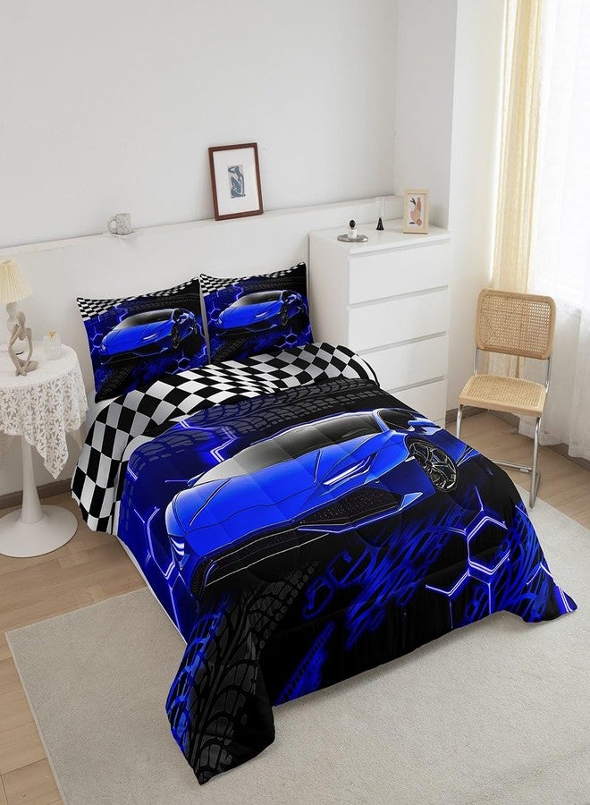 Feelyou Racing Car Bedding Set for Kids Boys Girls Twin Size - Speed Sports Comforter Set for Teens Adults - Soft Extreme Sports Duvet Quilt with Honeycomb Pattern - Bedroom Decor Quilt - Image 3