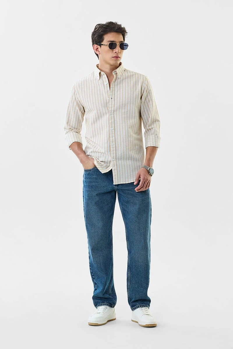 سنيتش Off-White Striped Long Sleeve Slim Fit Shirt