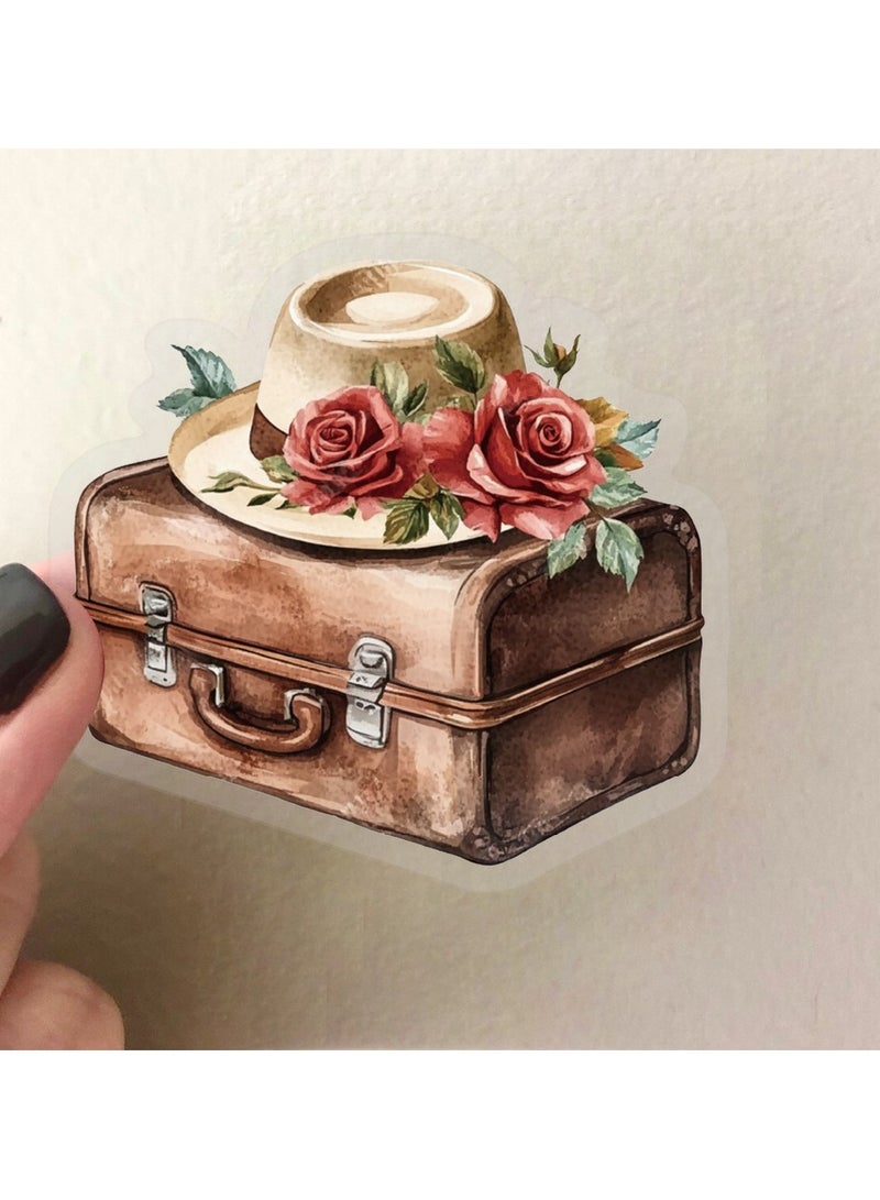 قوس قزح أورينبو 50 قطعة من ملصقات السفر العتيقة الشفافة المصنوعة من مادة البولي إيثيلين تيرفثالات، ملصقات فينيل على شكل ساعة وبوصلة وكاميرا وخريطة للأمتعة للأطفال والمراهقين والبالغين، ملصقات لعناصر السفر العتيقة لأجهزة الكمبيوتر المحمولة ومجلات الجيتار - Image 4