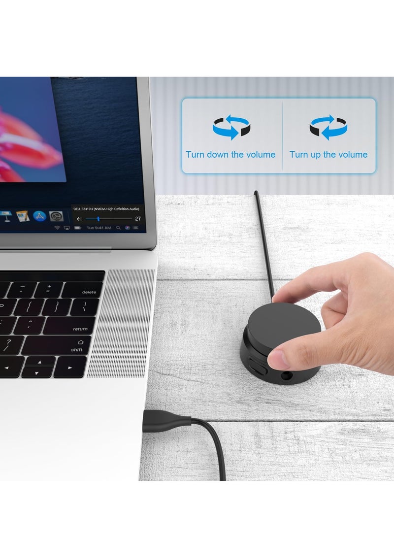 SYOSI - USB Volume Knob Multimedia Controller Sound Controller with one Key Mute Pause Function Volume Control Adjuster Support Win7 8 10 Mac Android 3.5mm port Compatible with QC45 QC35 QC35II QC25 - Image 1