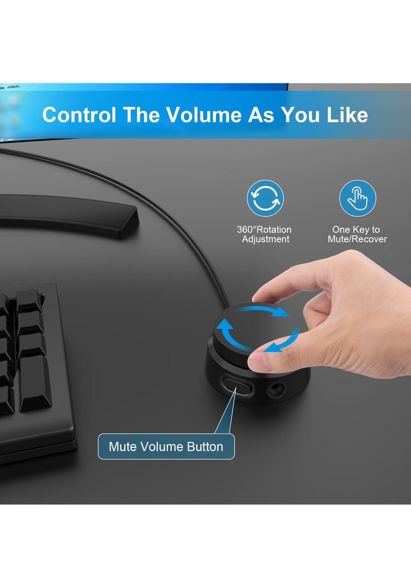 SYOSI - USB Volume Knob Multimedia Controller Sound Controller with one Key Mute Pause Function Volume Control Adjuster Support Win7 8 10 Mac Android 3.5mm port Compatible with QC45 QC35 QC35II QC25 - Image 1