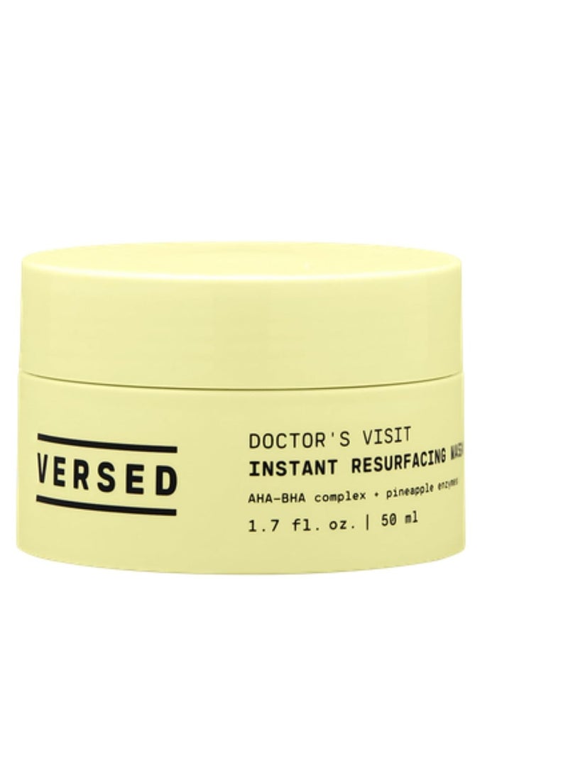 Versed - Versed Doctor’s Visit Instant Resurfacing Face Mask - AHA, BHA and Enzyme Exfoliating Mask Helps Reduce Hyperpigmentation - Smooth and Moisturize Skin with Vitamin C - Vegan (1.7 fl oz) - Image 1