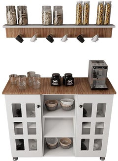 alimforyou Coffee White  corner with shelves wood 88x100 cm  - Image 3