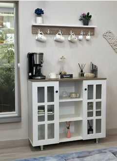 alimforyou Coffee White  corner with shelves wood 88x100 cm  - Image 1