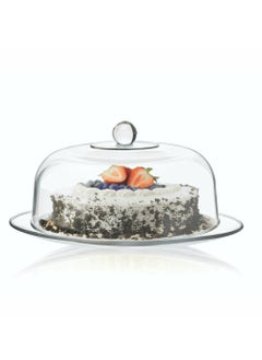 Libby Glass Cake Plate With Glass Lid Clear Round 33x29 cm  - Image 1