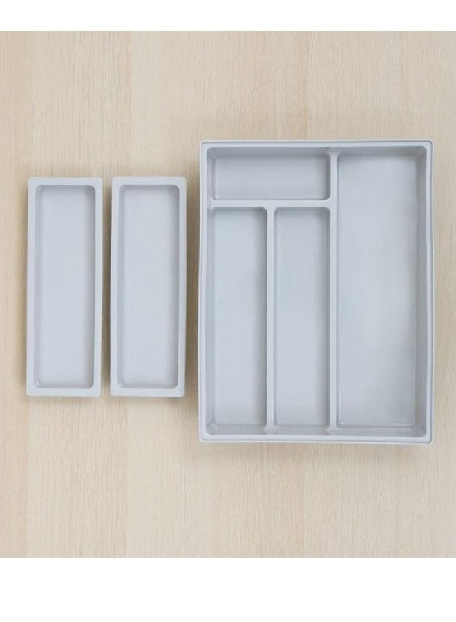 Happy Home Luxury Kitchen Drawer Cutlery Organizer Tray – 4 Compartments Can Be Increased to 6 with 2 Removable Inserts – Durable Food-Grade Cutlery Holder with Soft Dividers to Protect Knives, Forks, and Spoons – Non-Slip Base and Feet for Stable and Neat Storage – 31cm × 24cm × 6cm - Image 2