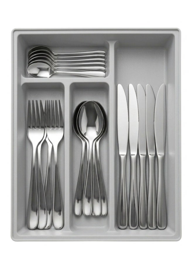 Happy Home Luxury Kitchen Drawer Cutlery Organizer Tray – 4 Compartments Can Be Increased to 6 with 2 Removable Inserts – Durable Food-Grade Cutlery Holder with Soft Dividers to Protect Knives, Forks, and Spoons – Non-Slip Base and Feet for Stable and Neat Storage – 31cm × 24cm × 6cm - Image 3