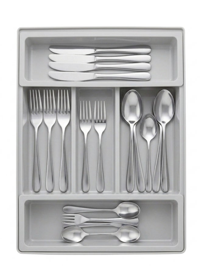 Happy Home Luxury Kitchen Drawer Cutlery Organizer Tray – 4 Compartments Can Be Increased to 6 with 2 Removable Inserts – Durable Food-Grade Cutlery Holder with Soft Dividers to Protect Knives, Forks, and Spoons – Non-Slip Base and Feet for Stable and Neat Storage – 31cm × 24cm × 6cm - Image 4