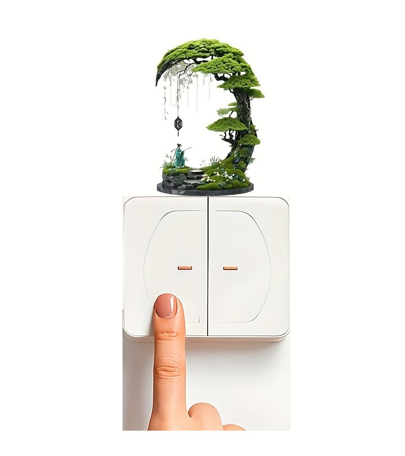 Classic Self Adhesive Bonsai Tree Wall Sticker With Waterfall For Light Switch Decor - Image 4