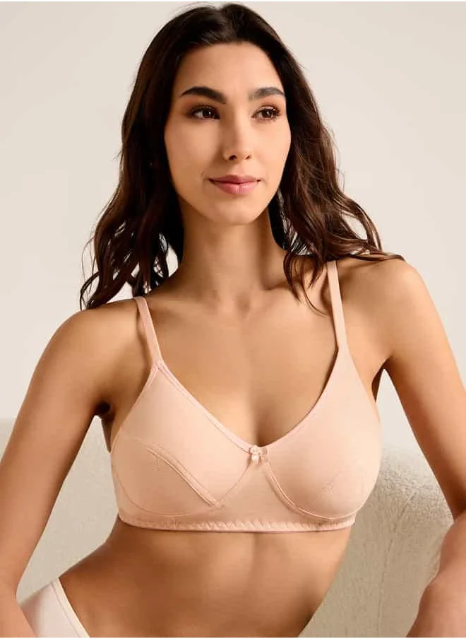 FAV Bow Detail Support Bra with Hook and Eye Closure and Adjustable Strap