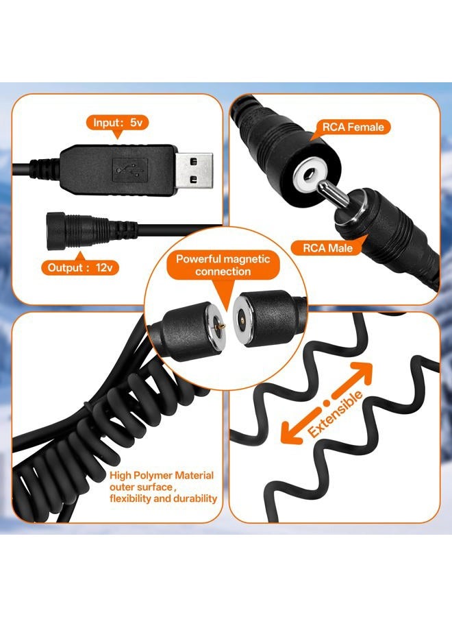 CHolic USB Port Magnetic Power Cord, Snowmobile Helmet Heated Shield Cord 12v USB RCA Plug for Heated Most Electric Shields, Helmet, Visor Port (Kit) - Image 4