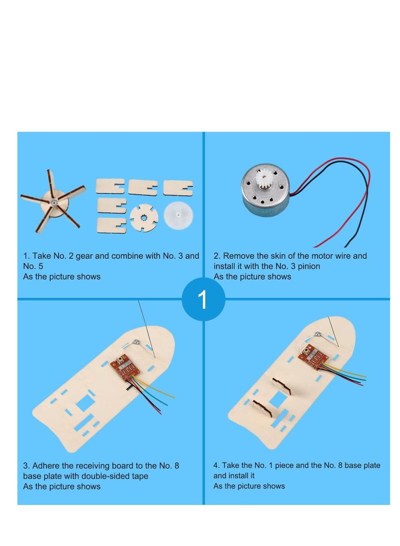 Zikra 3D Wooden Remote Control Boat, Motorized Construction Engineering Set for Kids 12+ Years Old, Educational DIY STEM Gift for Boys and Girls, 1 Set - Image 4