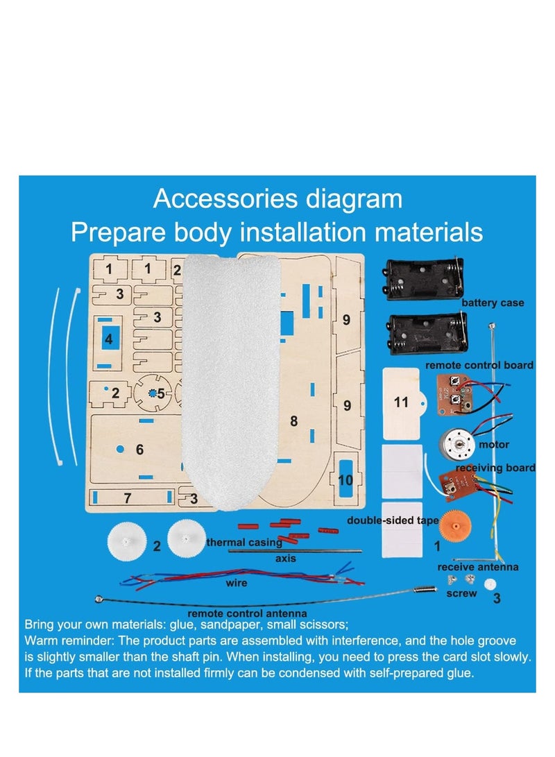 Zikra 3D Wooden Remote Control Boat, Motorized Construction Engineering Set for Kids 12+ Years Old, Educational DIY STEM Gift for Boys and Girls, 1 Set - Image 3