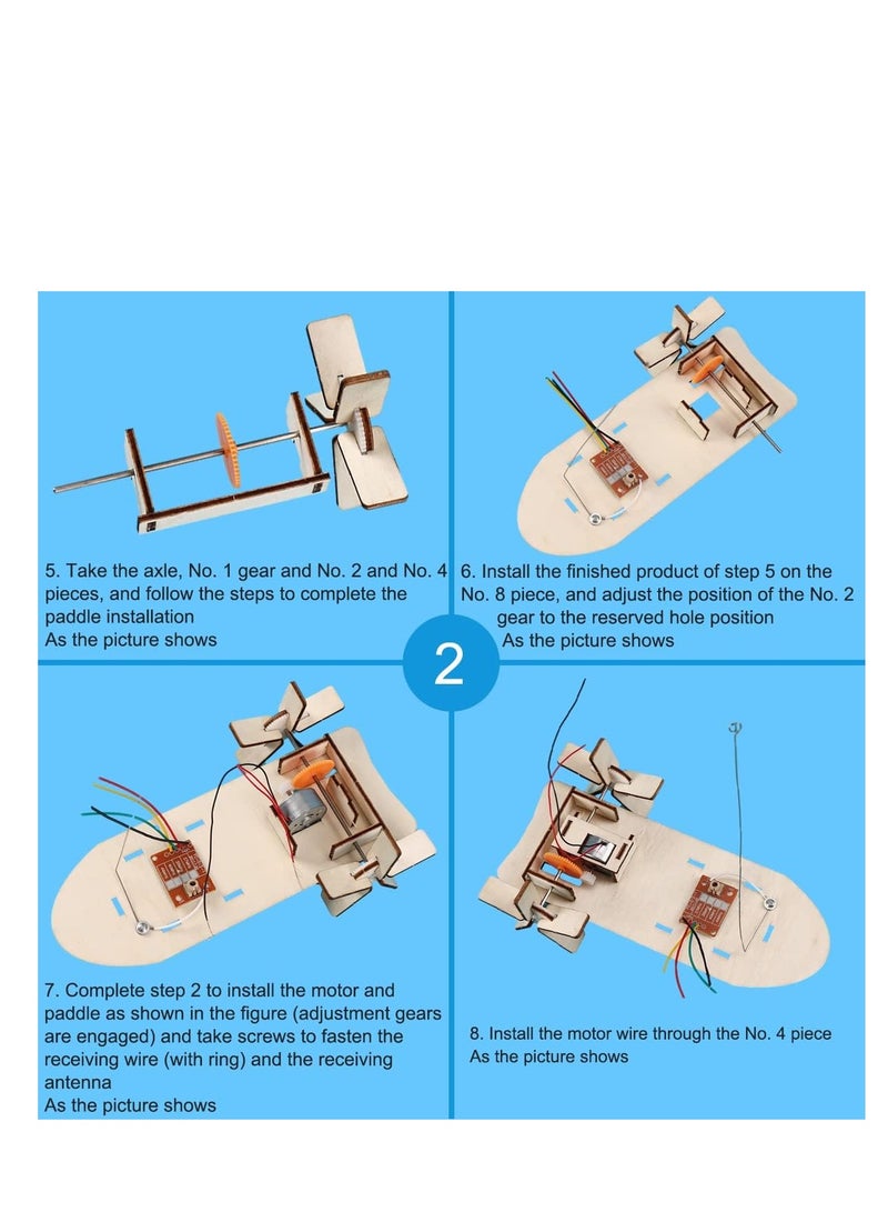 Zikra 3D Wooden Remote Control Boat, Motorized Construction Engineering Set for Kids 12+ Years Old, Educational DIY STEM Gift for Boys and Girls, 1 Set - Image 5