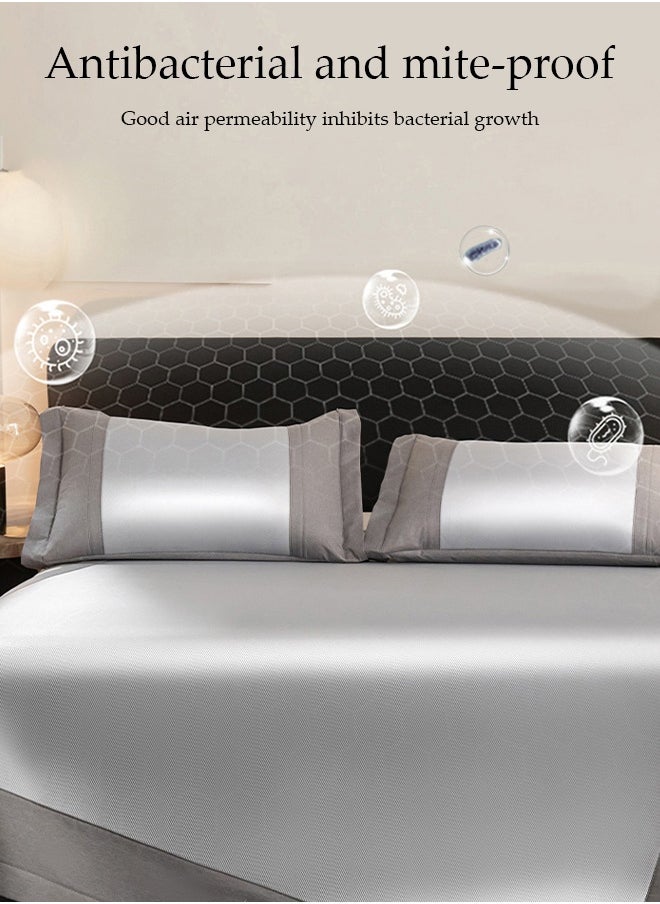 DUNISO Summer Sleeping Pad 3 Piece Set (1 Mattress + 2 Pillowcases) ，Ice Silk Cool Mat，Foldable Soft Cooling Mat，Antibacterial and Bacteriostatic,1.8*2.0M,Grey  - Image 5
