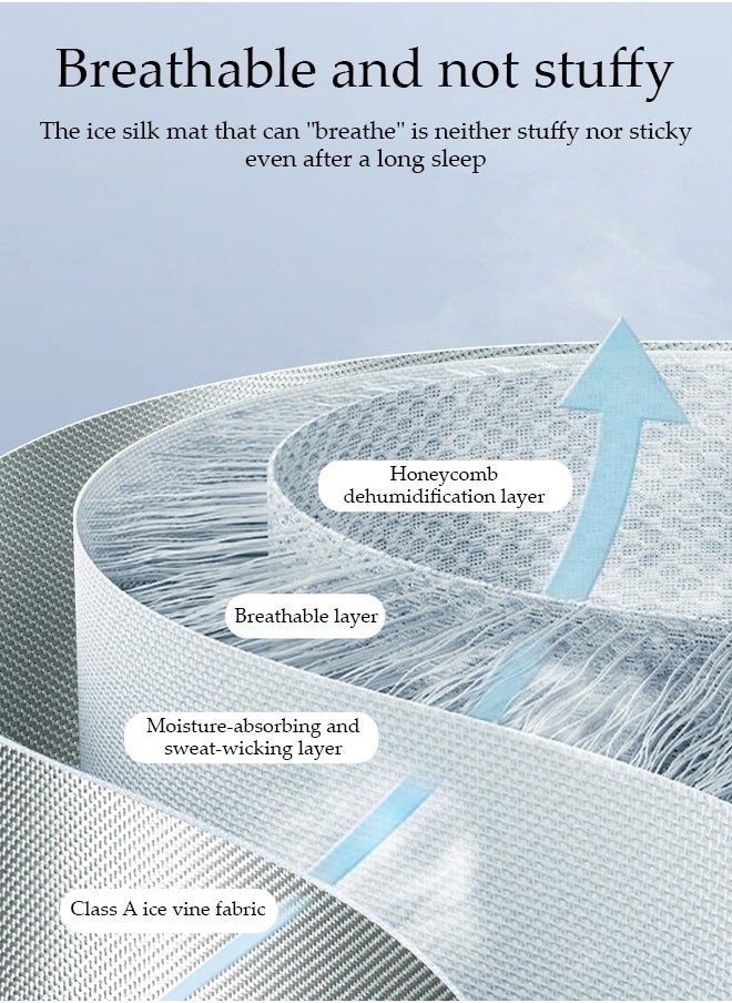 DUNISO Summer Sleeping Pad 3 Piece Set (1 Mattress + 2 Pillowcases) ，Ice Silk Cool Mat，Foldable Soft Cooling Mat，Antibacterial and Bacteriostatic,1.8*2.0M,Grey  - Image 3