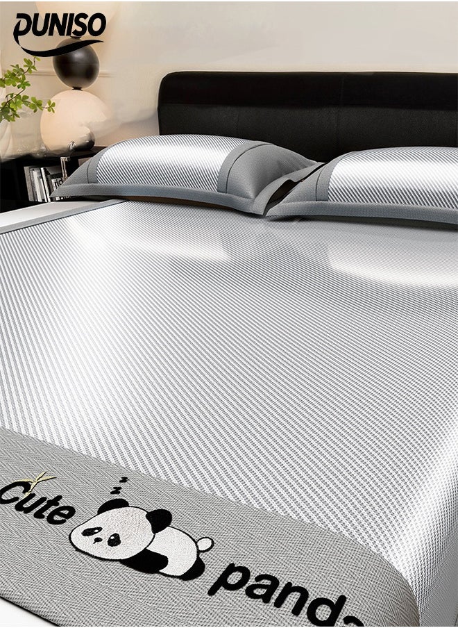 DUNISO Summer Sleeping Pad 3 Piece Set (1 Mattress + 2 Pillowcases) ，Ice Silk Cool Mat，Foldable Soft Cooling Mat，Antibacterial and Bacteriostatic,1.8*2.0M,Grey  - Image 1
