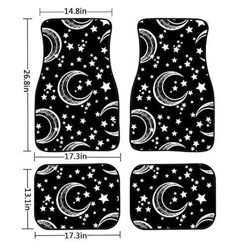 AFPANQZ Car Floor Mats Black Moon and Stars Full Set Carpet Car Mats Floor Car Mats for SUV Sedan Truck Van Automotive Accessories Universal Fit - Image 2