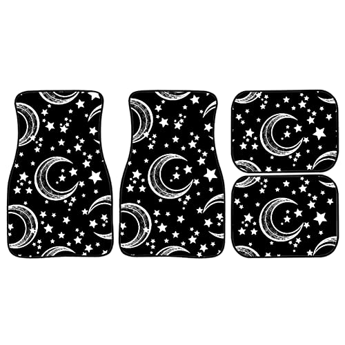 AFPANQZ Car Floor Mats Black Moon and Stars Full Set Carpet Car Mats Floor Car Mats for SUV Sedan Truck Van Automotive Accessories Universal Fit - Image 4