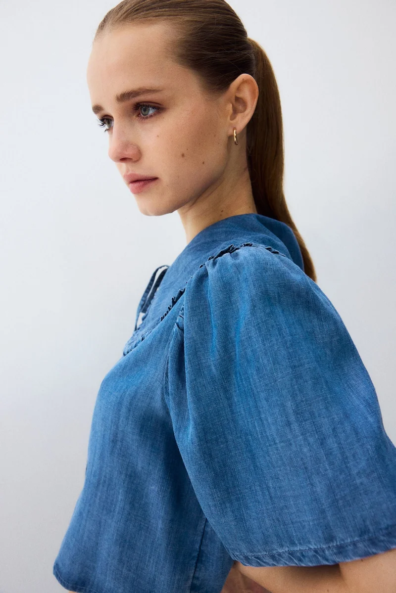 H&M Tie-front denim blouse