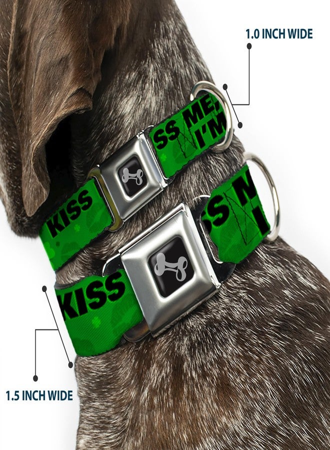 Buckle Down Buckle-Down Dog Collar Seatbelt Buckle Kiss Me Im Irish Clovers Kisses Greens Black Available In Adjustable Sizes For Small Medium Large Dogs, 1.5" Wide - Fits 18-32" Neck - Large - Image 2