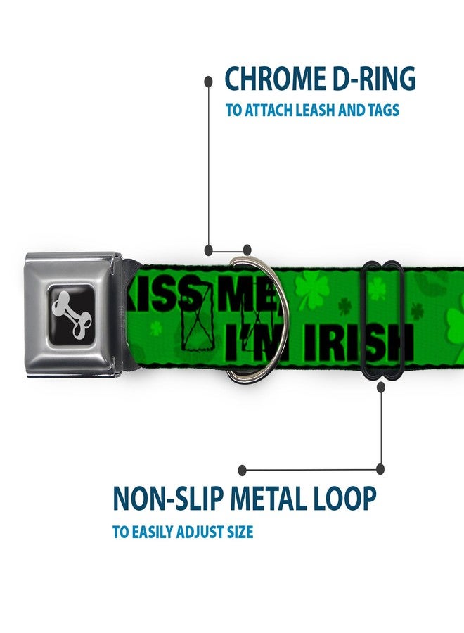Buckle Down Buckle-Down Dog Collar Seatbelt Buckle Kiss Me Im Irish Clovers Kisses Greens Black Available In Adjustable Sizes For Small Medium Large Dogs, 1.5" Wide - Fits 18-32" Neck - Large - Image 5