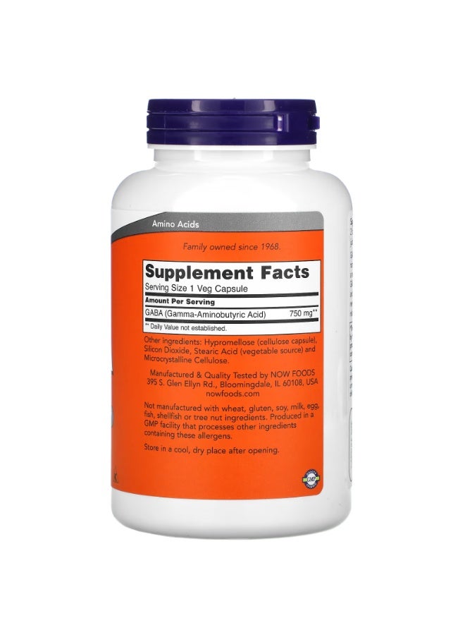 ناو GABA، 750 مجم، 200 كبسولة نباتية - Image 2