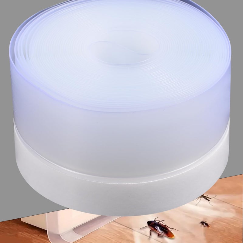 Silicone Weather Stripping Seal Door Tape 165 Feet Strip Bottom Draft Insulation Stopper Weatherproof Soundproof for Door Frame or Window Bathroom Shower Glass Gaps