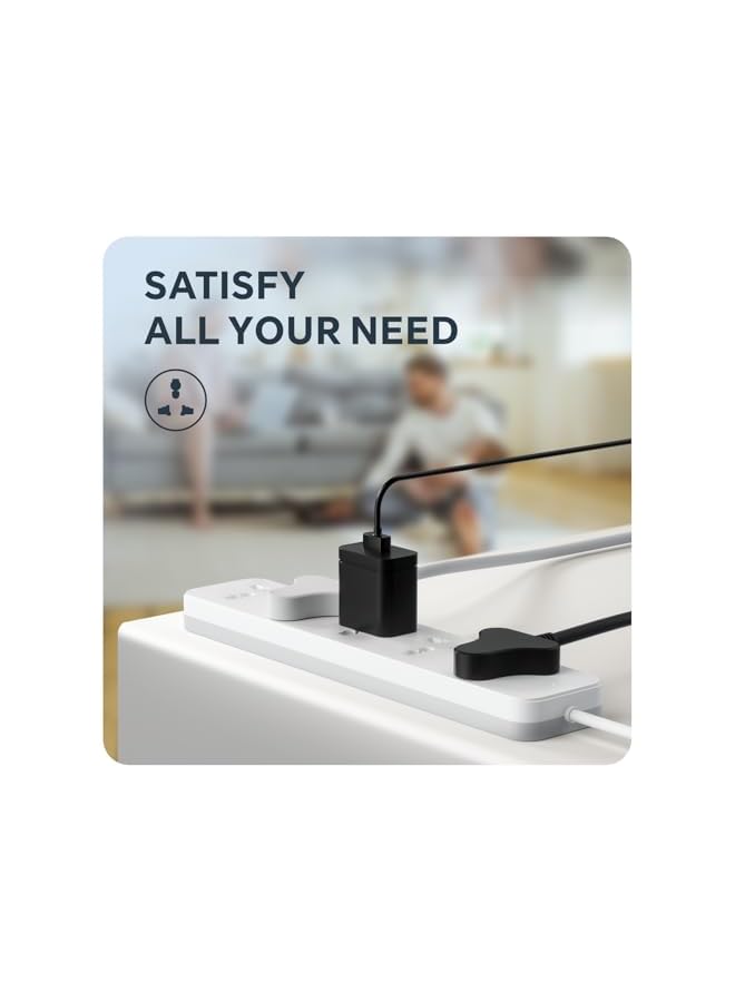 promass Universal Extension lead, 2.7 Meters Power Strip Extension Cord with 5 Universal Sockets|13A UK Plugs 3Pin Sockets|Safety Door Design|Wall Mount Extension Cord for Home, Office, Kitchen - Image 5