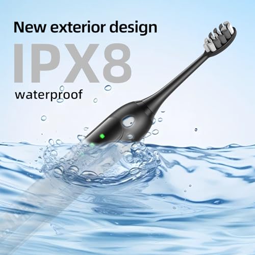 Seapeoa Adult Sonic Electric Toothbrush with 10 Brush Heads, Travel case, and Wall Bracket, Suitable for Both Adults and Children, IPX8 Waterproof, USB Charging, 42000VPM, Black - Image 4