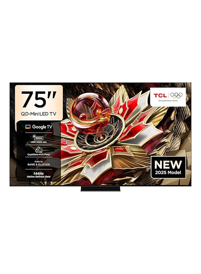 تي سي إل تلفاز 75 بوصة سمارت TV 4K QD-Mini LED للألعاب Google TV، معدل تحديث أصلي 144 هرتز، سلسلة ديمينغ دقيقة CrystGlow HVA، HDR 3000 نيت، تصميم فائق النحافة (طراز 2025) - Image 1