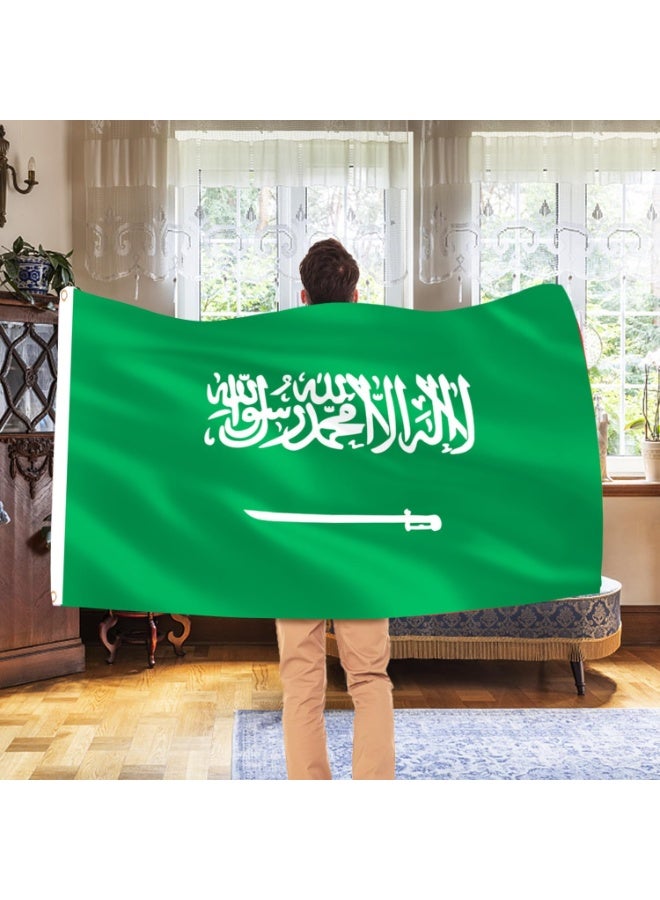 Saudi Arabia Flag 3×5 Ft – Polyester Banner with Grommets for Outdoor & FIFA World Cup 2026 Decor ⚽🇸🇦 - Image 2