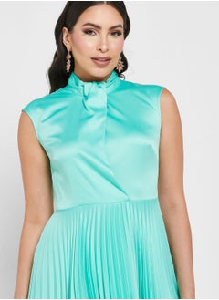 Closet London Twisted Neck Plisse Dress  - Image 3