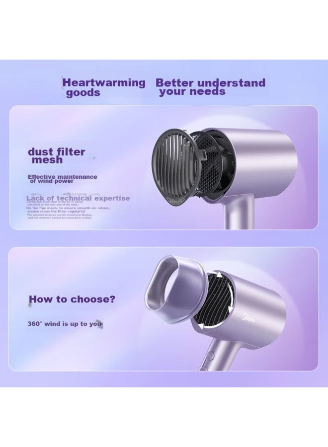 Midea 1.5 Billion Negative Ion Hair Dryer, Home Hair Care Blower, Home Appliance With National Subsidy, Mb-aj0504 Aurora Purple, Qixi Valentine's Day Gift - Image 5