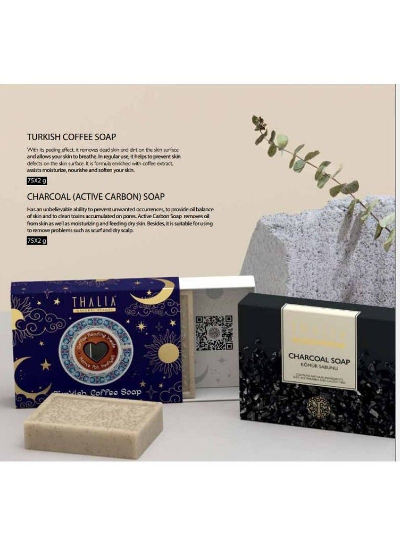 THALIA PEELING EFFECT TURKISH COFFEE SOAP+DETOX NATURAL SOLIDSOAP WITH CHARCOAL EXTRACT - Image 1