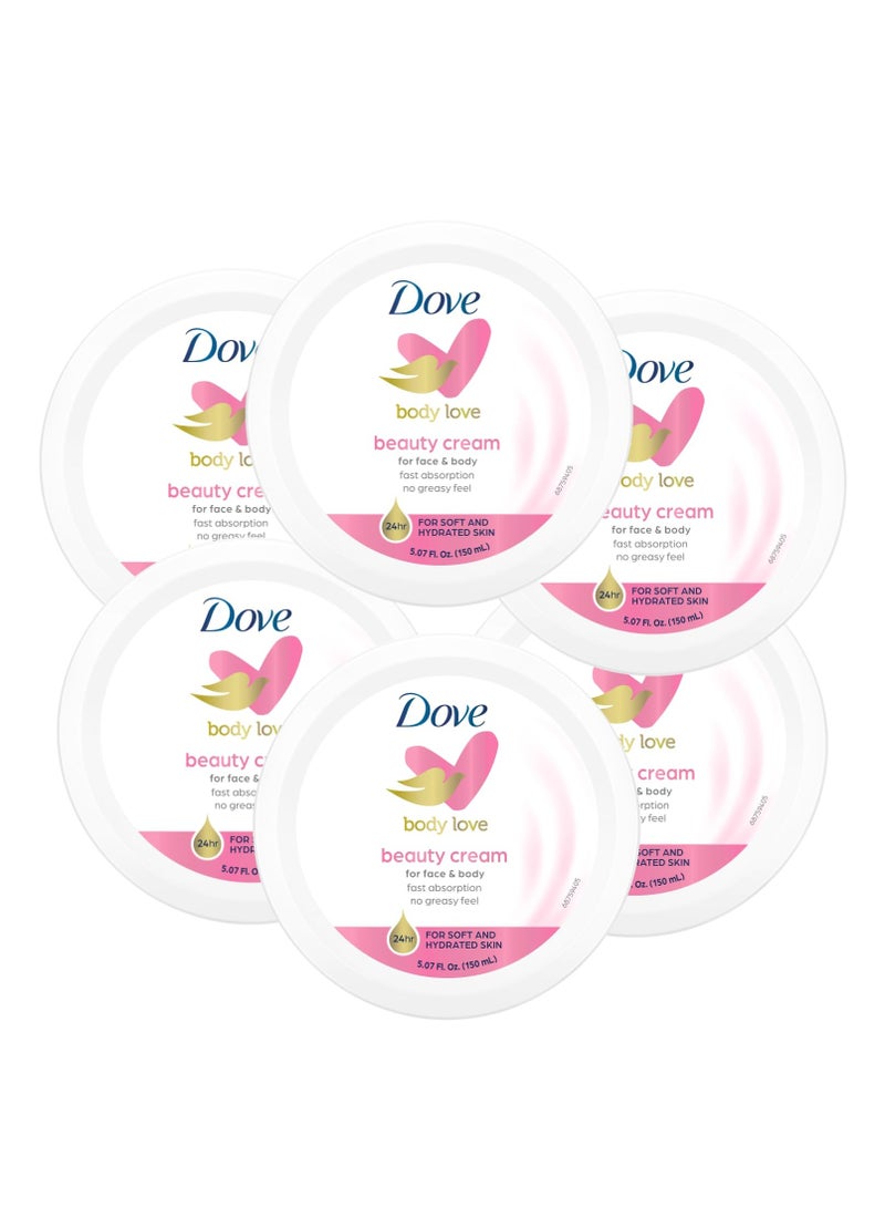 Dove Dove Nourishing Body Care, Face, Hand, and Body Beauty Cream for Normal to Dry Skin Lotion for Women with 24-Hour Moisturization, 6-Pack, 5.07 Oz Each Jar - Image 1