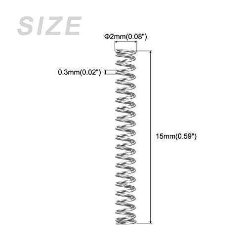 METALLIXITY Compression Springs (0.3x2mm OD,15mm Free Length) 30Pcs, 304 Stainless Steel Extension Spring - for Shop Home Repairs, DIY Projects, Silver Tone - Image 2