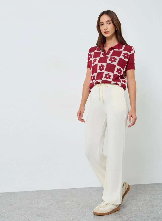 تايك تو بنطال بأرجل واسعة برباط سحب