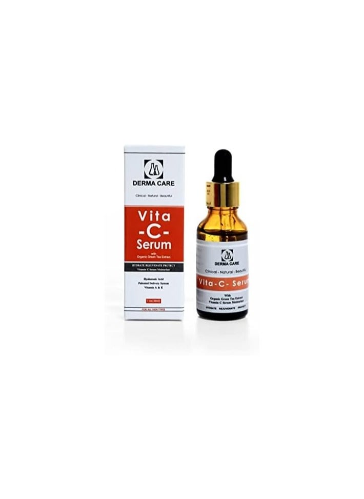DERMA CARE Vita-C- Serum anti aging with organic green tea extract and Hyaluronic Acid & vitamin A&E 30 ml  - Image 1