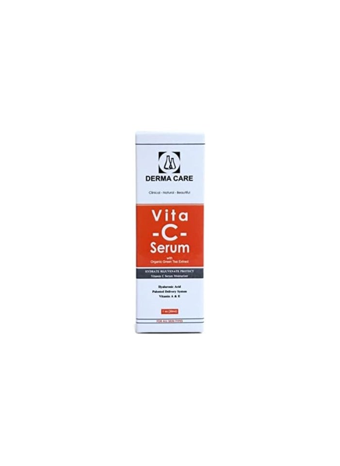 DERMA CARE Vita-C- Serum anti aging with organic green tea extract and Hyaluronic Acid & vitamin A&E 30 ml  - Image 2