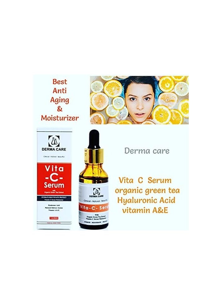 DERMA CARE Vita-C- Serum anti aging with organic green tea extract and Hyaluronic Acid & vitamin A&E 30 ml  - Image 3