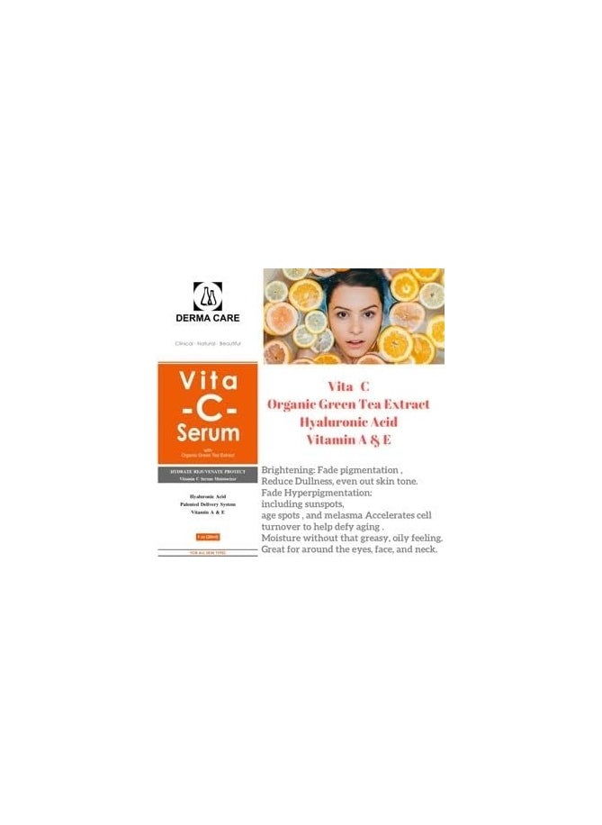 DERMA CARE Vita-C- Serum anti aging with organic green tea extract and Hyaluronic Acid & vitamin A&E 30 ml  - Image 4