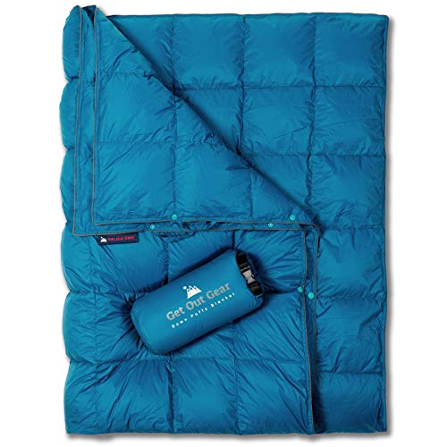 Get Out Gear Down Camping Blanket - Outdoor Lightweight Packable 650 Fill Power Down Blanket Compact Waterproof and Warm Backpacking Quilt for Camping Hiking Travel Hammock - Image 1